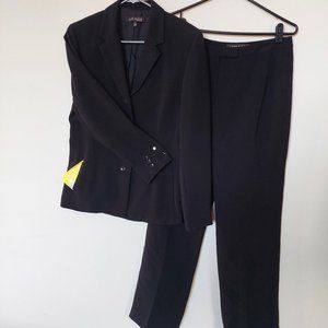 Anne Klein Black Business Pants Blazer Suit Set, Size 10